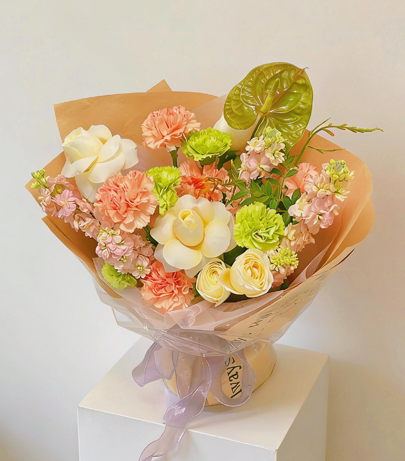 暖橙色康乃馨花束